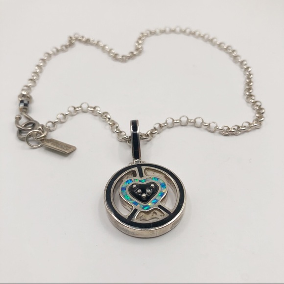 Cynthia Griffis Sterling Silver Heart Peace Symbol Pendant Cable Chain Necklace - Picture 7 of 12